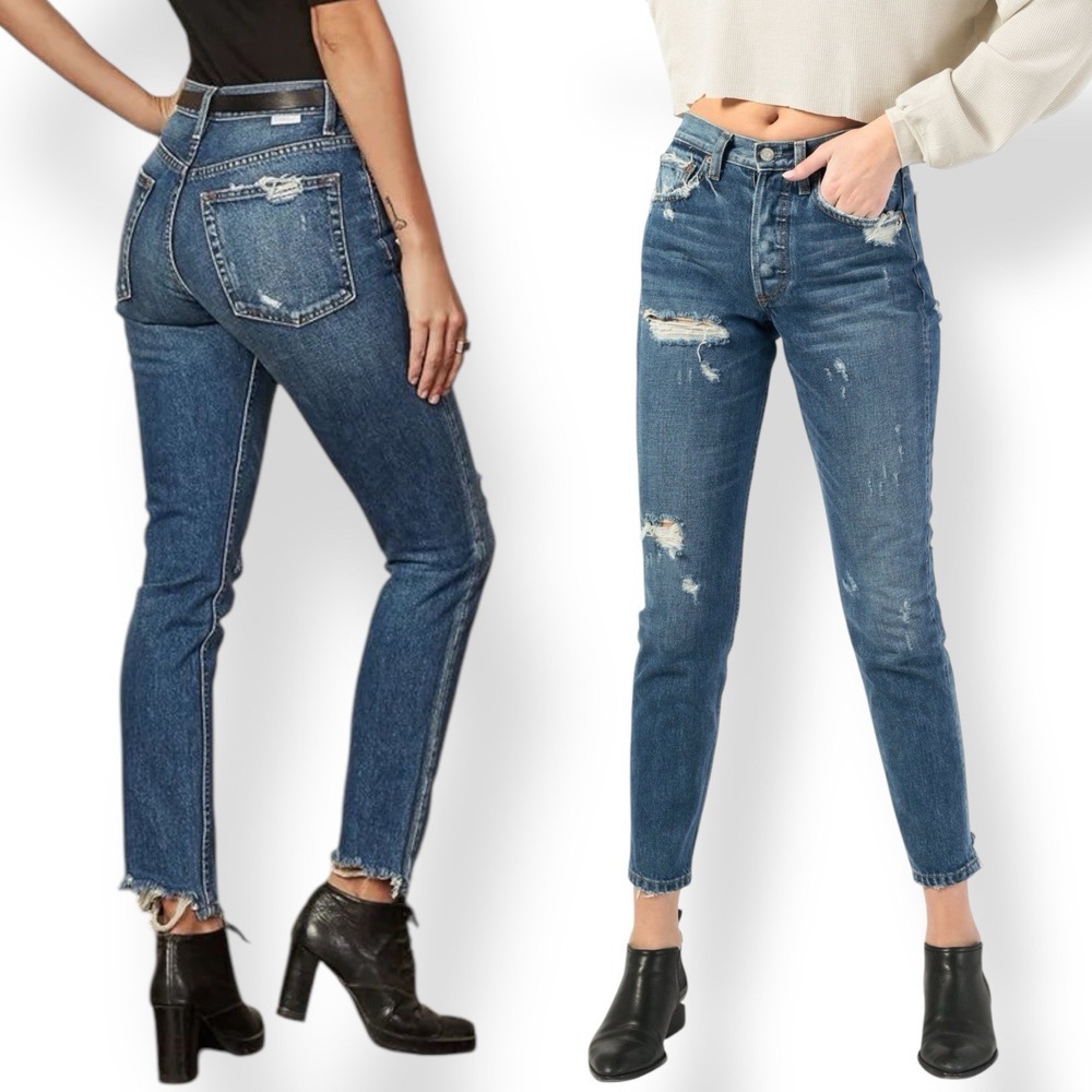 NWT Boyish‎ Billy High Rise Skinny Jeans Size 24 Distressed Button Fly Ripped